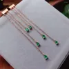 Dangle Earrings Fashion Long Tassels Natural Green Emerald Water Drop Gemstone 925 Silver Female Party Jewelry