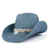 Berets 2022 Women Hollow Western Cowboy Hat Fascynator Lady Summer Straw Bohemian Tassel Sombrero Hombre Beach Cowgirl Jazz Sun