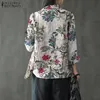 Ternos femininos Blazers Elegantes Mulheres Imprimidas Blazer Blusa de Botão Casual Zanzea Casacos de Autumn Manga longa Bohemian Floral Jackets Oversized 221119