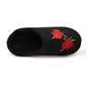 Women Slippers Floor Shoes Home Shoes Men Slippers For Home Embroidery Rose Flower Indoor Soft Bottom Half Suit Cozy Couple