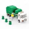 Buildmoc hightech yeşil beyaz araba çöp kamyon şehir temizleyici diy oyuncak yapı taşları doğum günü hediye modeli seti y113039p3917737
