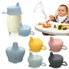 Kopjes Borden Gebruiksvoorwerpen Food Grade Siliconen Babyvoeding Mok Deksel Mode Baby Drinkgerei Sippy Cups Voor Peuters Kinderen Met Stro Cup 221119