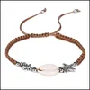 Braccialetti con ciondoli Bracciale con stella marina intrecciata a mano Maglia con tartaruga marina intrecciata Donna Uomo Gioielli con conchiglia Braccialetti con consegna a goccia Dhy4C