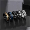 Band Rings Stainless Steel Spin Rotate Chain Ring Relieve Pressure Gold Chains Mens Rings Fashion Jewelry Drop Delivery Dhpl9