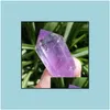 Искусство и ремесла искусство и ремесла 5 шт 5 шт. Фиолетовый Gemstone Point Point Натуральный аметист кристаллический кварц Маленький двойной заостренный палочка для подарочного Healin dhkih