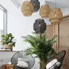 Pendant Lamps Modern Hand Woven Bamboo Art Chandelier Lantern Lamp Wicker Hanging Light For Dining Living Room Bedroom Cafe Bar