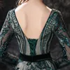 Luxuriant prom kl￤nningar a-line Beteau l￥nga ￤rmar backless blixtl￥s s￶kande p￤rlstav ruffles kapell kl￤nning skr￤ddarsydd plus size prinsessor kl￤der