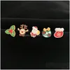 Pins Brooches Christmas Style Brooches Set 5Pcs Resin Pins Santa Claus Elk Socks Garland Red Fruit Cartoon Jewelry Xmas Gift For Bo Dhosj