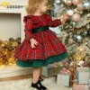 ガールSドレスMAベイビー6m 6yクリスマスドレス幼児幼児の子供レッド格子縞のボウガールクリスマスパーティープリンセスコスチューム221118