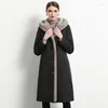 Pur 2022 Autumn Winter estilo roupas mulheres compridas casaco falso feminino Ambos