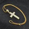 Religion Gold Color Iced Out Collier Pavage CZ CZ en acier inoxydable Crucifix Pendants Colliers Bijoux Men WoMe2738361