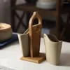 Bottiglie di stoccaggio Bacchette Set di cestini Supporto in legno Supporto in ceramica Scarico Contenitore da cucina Contenitore per posate Organizzatore