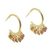 Hoop Earrings Pave Red Cz Heart Charm Earring Gold Color Circle Hoops Classic Lovely Cute Girl Women Fashion Jewelry