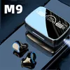 Mobiele telefoon oortelefoons M9 Skull Wireless Bluetooth 5.1 Hoofdtelefoons Game Headset LED Power Digital Display TWS Oortelefoon Noise annulering Earbuds Sport