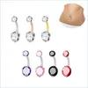 Navel Bell -knop Ringen Cubie zirkon diamant navel ring navel knop chirurgisch roestvrij staal piercing body sieraden voor vrouwen mode dhpib