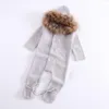 footies raccoon fur baby rompersフード付き冬の服生まれた少年の女の子編みセータージャンプスーツキッド幼児外wea298p325363