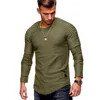 تتصبع الرجال للرجال من الأزياء الصلبة بأكمام ملونة مطوية بأكمام طويلة tirts Sports Tops Disual Tops Men's Slim Fit Bottoming 221119