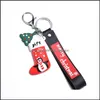 Nyckelringar god jul nyckelring PVC Cartoon Tree Sock Key Ring Bag Hangs Gift Drop Delivery Jewely Dhtlf