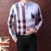 designer Mens Dress Shirt casual Slim Silk T-shirt Long sleeve Casual business clothing plaid men asian szie xxl xxxl