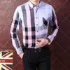 23new ファッション男性シャツ長袖トップスダブルカラービジネスシャツメンズドレスシャツスリム男性 3XL