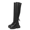 Boots Sexy Leather Thigh High Women Heels Over The Knee for Round Toe Party Long Shoes Cross-tied 221119