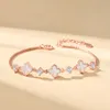 Charm s Wholale 925 Sterling Sier Shell 3 Flowers Diamond Zircon Women Gift Four Leaf Clover Bracelet