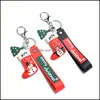 Nyckelringar god jul nyckelring PVC Cartoon Tree Sock Key Ring Bag Hangs Gift Drop Delivery Jewely Dhtlf