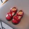 Flat Shoes Red Black Kids Leather for Little Girl Student Girls Princess Boys School Performance Dress