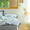 Yatak Setleri Kız Kalp Seti Seersucker Yıkalı Pamuk Dört Parçalı Basit Saf Renk Dantel 2m Yorgan Kapak Sayfası