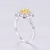 Wedding Rings Hainon Fashion Round Yellow Stone Anversasry For Women Vintage Jewelry Luxury Pave Crystal Ring Engagement Gift