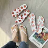 Female Outerwear Clip Feet Beach Sandals Fashion Antislip Student Girl Heart Strawberry Print Student J220716 Frx