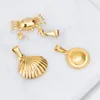 Anh￤nger Halsketten 5pcs/Los 316L Edelstahl Gold plattiert Seesternschalle Jakobsmuschel Krabbenschale Charme f￼r Halskette Schmuck DIY MACHEN RETRO