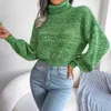 Frauenpullover 2022 Neue Frauen Herbst Winter Mischfarbe Laterne Langarm Rollkragen Stricken Lose Alle Spiel Pullover Für Mode T221019