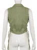 Women's Vests Sweetown Pockets Cargo Jacket Vest Female Stitching Shirring Drawstring Y2K Waistcoat Zip Up Casual Streetwear Corset Tanks 221119