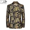 Mäns kostymer Blazers Autumnwinter Jacket Classic Flower Print Coats Banket Singer Stage Host Evening Dress Male Slim Fit Blazer 221118