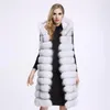 Faux manteau en fourrure pour femme, sans manches, moelleux, Slim, avec capuche, épais, chaud, Long, veste d'extérieur, hiver 2022