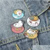 Pinos broches desenho animado gato de caf￩ x￭cara de bruzhes de 4pcs esmaltamento colorf badges para meninos liga lapela pin camisa de jejum jewe dhwyo