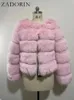 Women's Fur Faux ZADORIN Long Sleeve Coat Winter Fashion Thick Warm Coats Outerwear Fake Jacket Clothing 221119