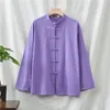 Etniska kläder 2022 Autumn Winter Cotton and Linen National Style Retro -tröja Kvinnor Morgonövning Tai Chi Tops