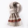 Scarves 100 Wool Scarf for Men Winter Warm Neck Classic Business Designer Shawls Luxury Striped Plaid Blue Foulard Hommes 2211197896260