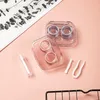 Lens Clothes Style Pink Transparent Tweezers Contact es Case for Women Portable Box Container Travel es 221119