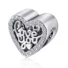 Regalo per la festa della mamma in argento Perline sfuse autentiche con Cz 925 Ale Sterling Sier Hearts Ti amo Gioielli Charm Fit Europe Style Women Dr Dh95E