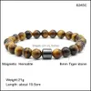 Beaded Natural Stone Magnetic Hematite Beaded Bracelet Strands Lava Tiger Eye Turquoise Bracelets Women Mens Fashion Jewelry Drop Del Dhwbg