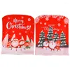 Chair Covers 1Pcs Christmas Red Back Cover Santa Claus Snowman Print Decor Hat For Home Dinner Table Year 2023