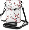 Duffel Torbalar Kiraz Çiçeği Beyaz Crossbody Cep Telefon Çantası Kadın PU Çanta Küçük Cüzdan Omuz