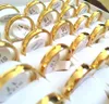 Band Rings Bulk Lots 50st Gold Plate 4mm Par Rostfritt stål Fashion Lover's Wedding Jewelry Jubileum Present Partihandel 221119