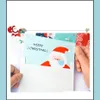 Other 8 Pcs/Lot Christmas Card Snowman Santa Claus Greeting With Envelope Mini Thank You New Year Gift Cards Drop Delivery Jewelry P Dh9Ti