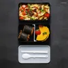 Ensembles de vaisselle 1200 ml Double couche boîte à lunch noire pour enfants conteneur cuisine conteneurs Bento grande salade de fruits repas