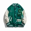 Men's Down Parkas Men Men Varsity Bomber Jacket Harajuku Korea Carta de retalhos de retalhos Hip Hop Streetwear unissex College Single Basted Baseball Casats Women 221119