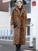 Dames Bont Faux ZADORIN High Street Luipaardprint Lange jas Pluizige jas voor dames Winter Konijn Geul Pluche jassen 221119